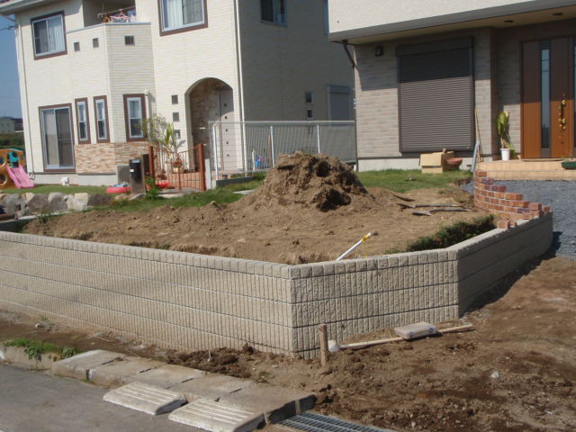 完成した土留めブロック